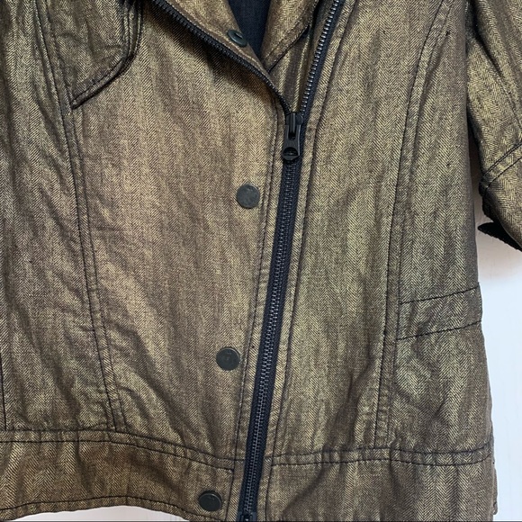 A/X Armani Exchange Linen Moto Jacket Gold Size XS - Picture 11 of 14